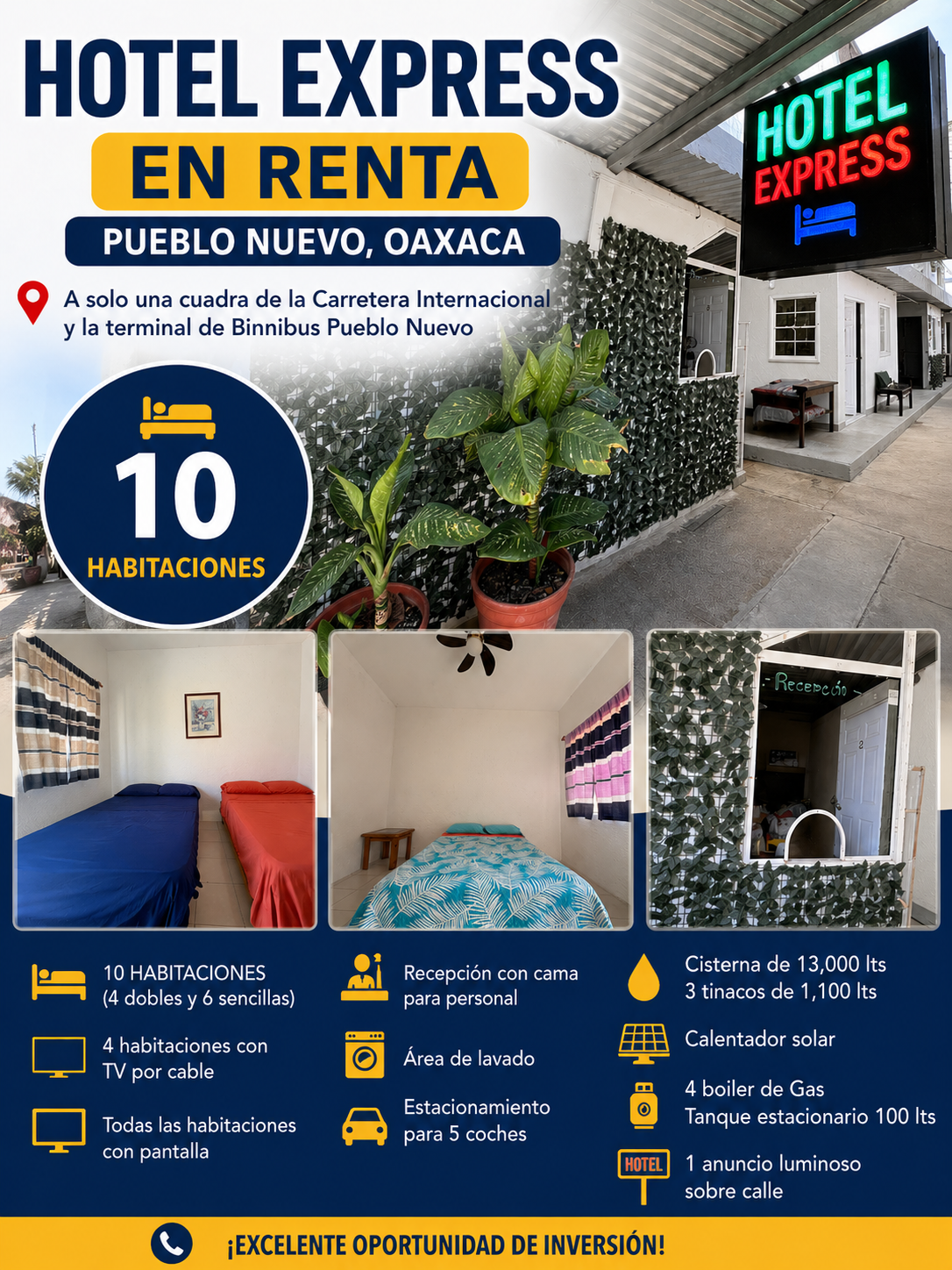 Hotel Expres en Renta Pueblo Nuevo