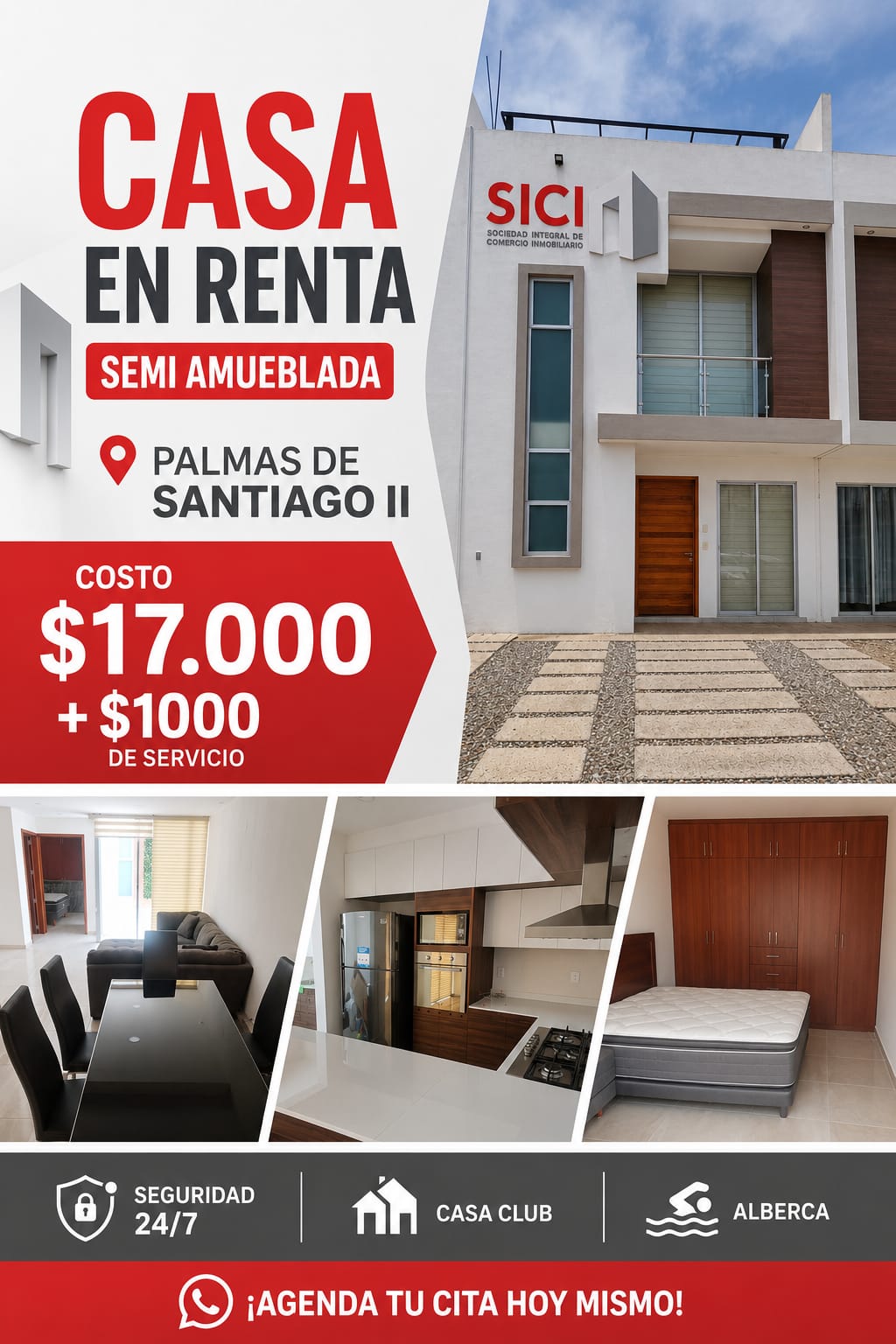 CASA EN RENTA PALMAS DE SANTIAGO II