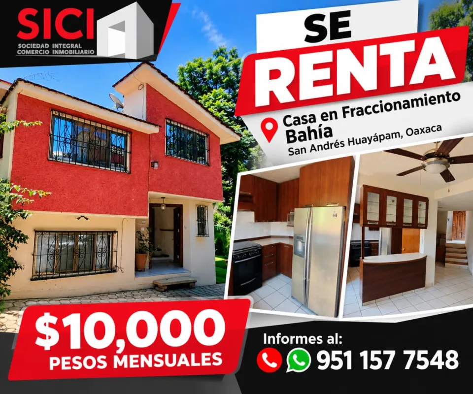 CASA EN RENTA FRACC. BAHIA SAN ANDRES HUAYAPAM